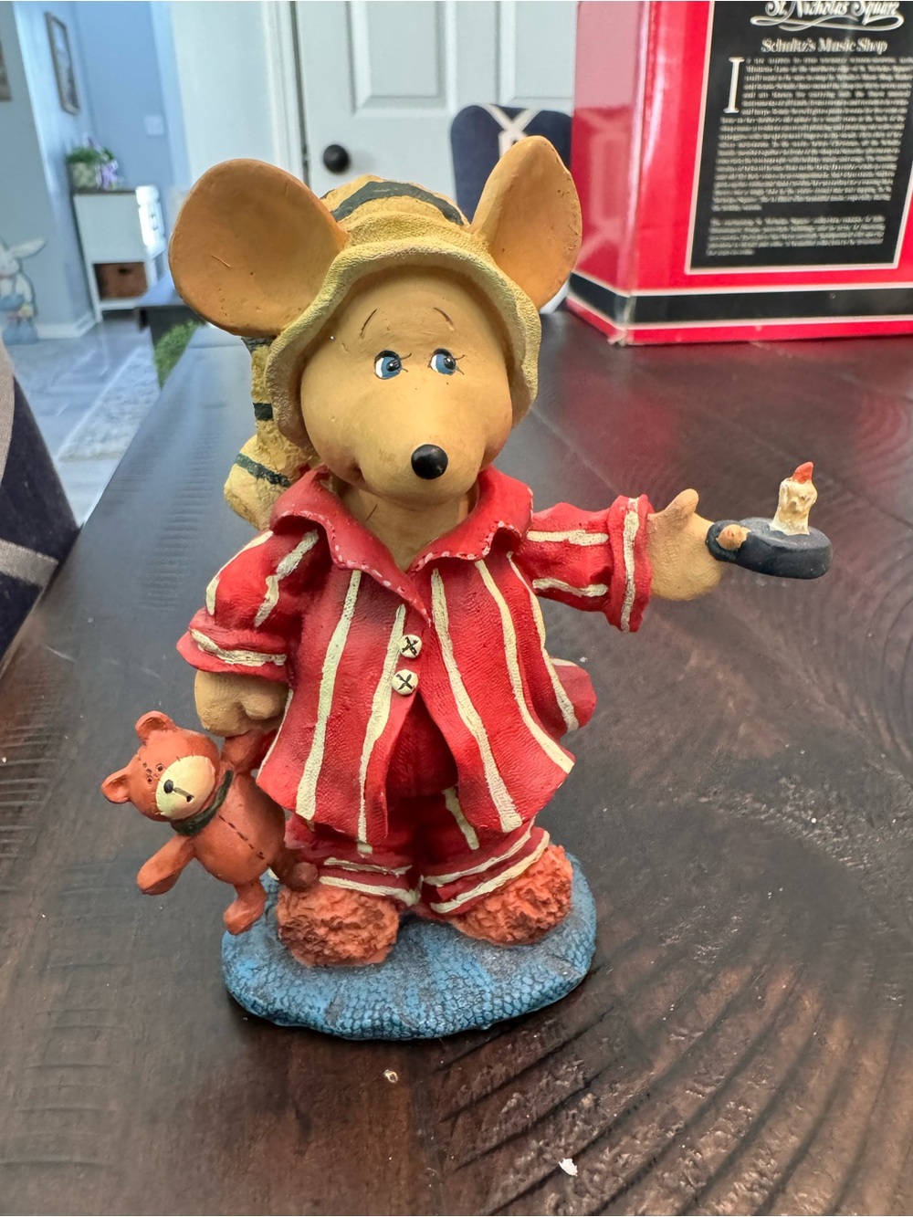 Vintage Shopko Trimmery Treasures Christmas Pajama Mouse Figurine